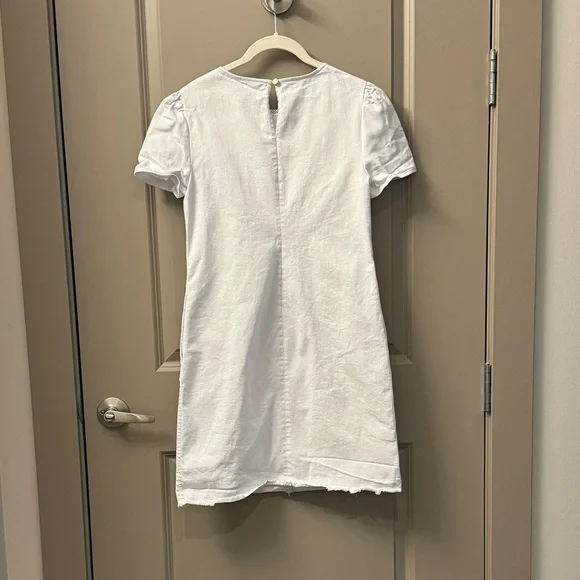 Draper James White Denim Puff Sleeve Shift Dress - Picture 6 of 6